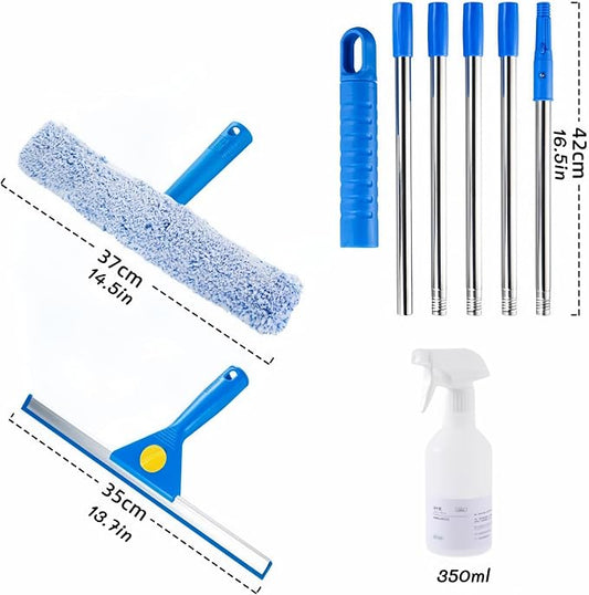 Window Cleaning Kit with Collapsible Bucket,Window Washing Kit with 6.56Ft Extension Pole,Scrubber,Professional Window Washing Kit Cleaner Tool for Home Outdoor Office Commercial Use