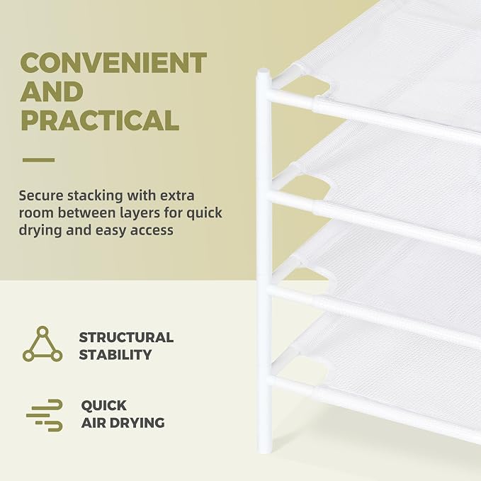 Sweater Drying Rack, 4-Pack Stackable Flat Clothes Drying Rack, Laundry Drying Rack, Mesh Air Flat Dryer, Portable Dry Rack for Indoor & Outdoor