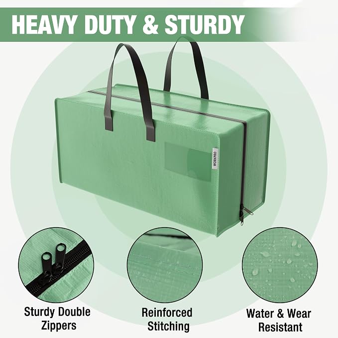 WORKPRO 6 Pack Extra Large Moving Bags with Backpack Straps & Handles | Heavy Duty Moving Storage Bags, Green, Double Zippers for Moving, Dorm, Closet Storage, Travel & Space Saving
