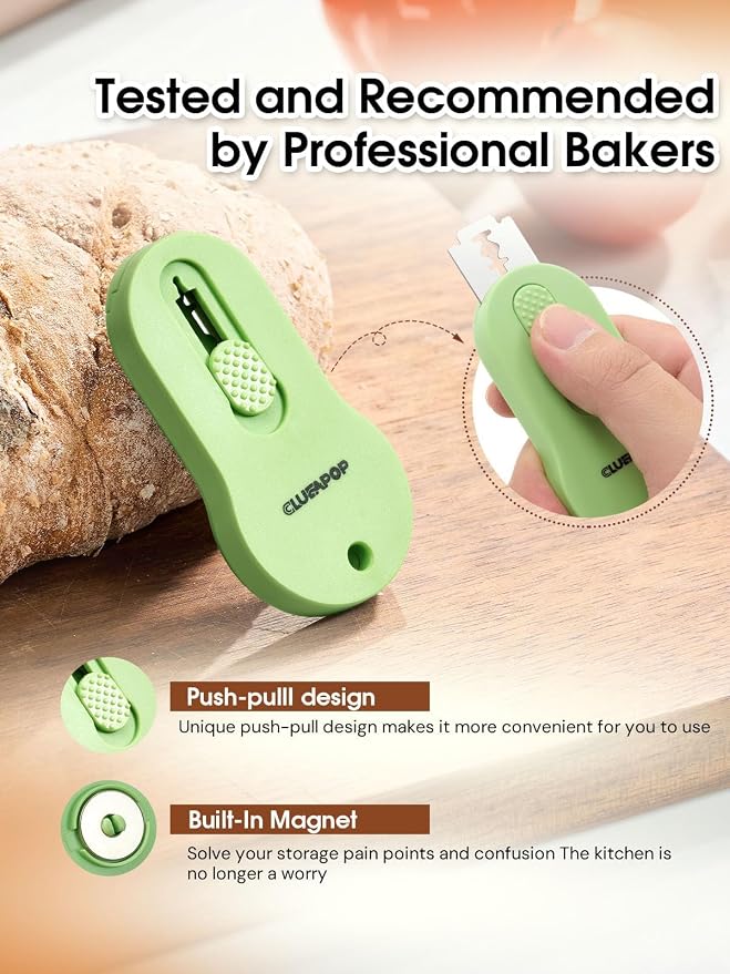 CLUEAPOP Bread Lame, Sourdough Scoring Tool, Extractable & Magnetic Bread Scoring Tool, Bread Baking Supplies, Bread Scorer Tool for Bread Baking & Sourdough Baking, Bread Scorer with 5 Razor Blades