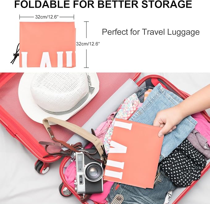 2 Pack XL Travel Laundry Bag, Machine Washable Dirty Clothes Organizer, Large Enough to Hold 4 Loads of Laundry, Easy Fit a Laundry Hamper or Basket (Light Pink + Light Blue)