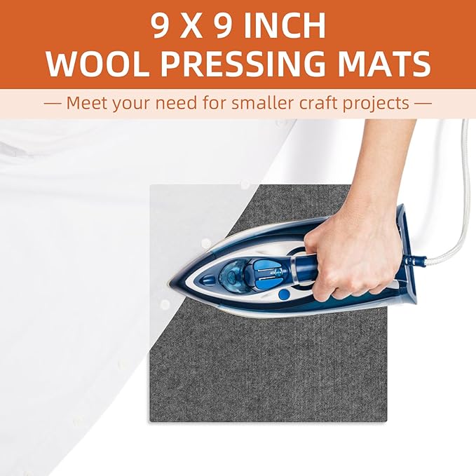 AiVeUao Wool Pressing Mat for Quilting(2 Pack) Includes 24" x17" and 9" x 9" mats, Portable Wool Ironing Mat, Quilting Ironing Pad for Quilter, Sewing, Quilting Supplies