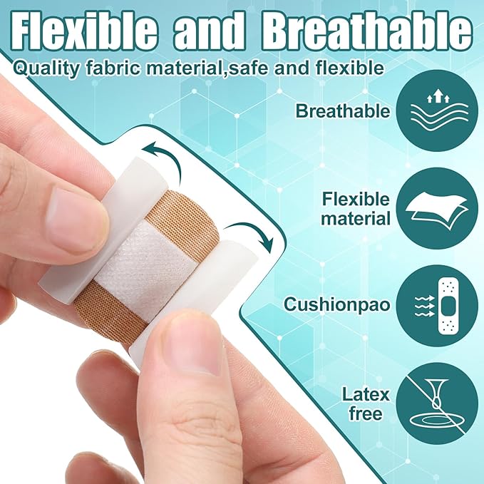 Funtery 100 Adhesive Spot Bandage 4 Sizes Round Flexible Fabric Adhesive Round Tan Non Latex Bandage for Wound Care and Hides Skin Spots Ideal for Small Incisions