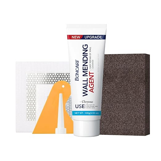 BONCART Spackle Wall & Drywall Repair Patch Kit with Tools | Includes Wall Putty, Scraper, Sanding Sponge, And Aluminum Patches. For Wall Cracks And Nail Holes.