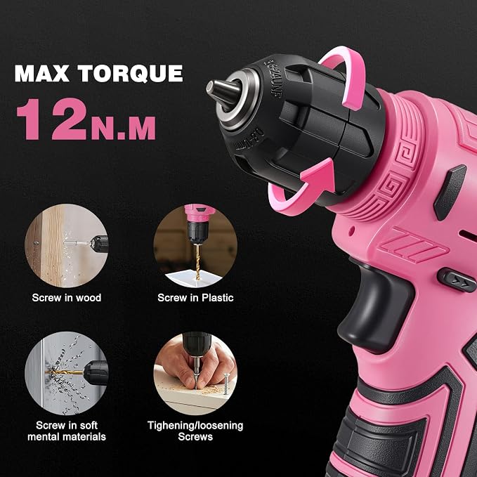 Tool Set, Tool Kit for Home, 8V Cordless Drill Set, 157PCS Tool Kit with Drill, General Household Hand Tool Box with Storage Case, Power Drill Kit for Women and Men, Home Maintenance and Repairs(Pink)