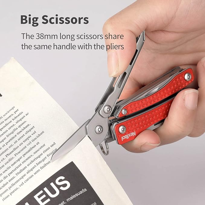 NexTool Mini Flagship EDC Keychain Multitool, Mini Pocket Knife (Red) | 10-in-1 Multi Tool, 30Cr13 Full Size Scissors, EDC Fifth-Pocket Tool, Cool Gadgets for Men, Gifts for Men on Christimas