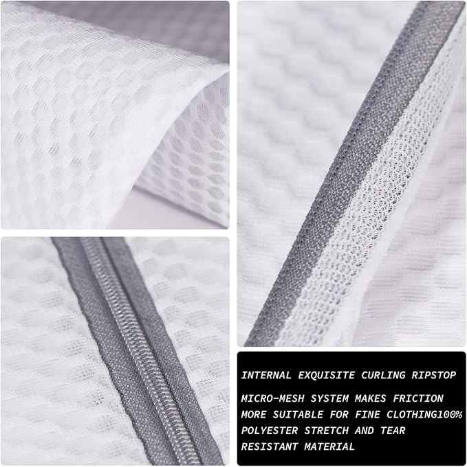 SUERIV 3Pcs Durable Honeycomb Mesh Laundry Bags for Delicates 125gsm Net Fabric Durable and Reusable Delicate Wash Bag,Organization Bag for Lingerie,Sock,12 x 16 Inches(3 Medium)