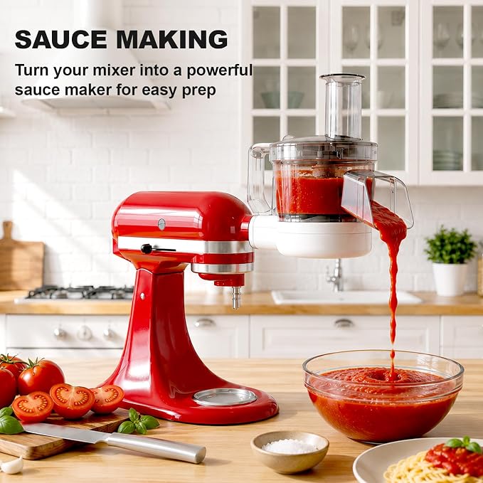 Food Processor for KitchenAid, 5-in-1 Vegetable Food Chopper for KitchenAid, Including Dicing, Shredding, Sauce Grinding, Julienne and Slicing Discs with Storage Case