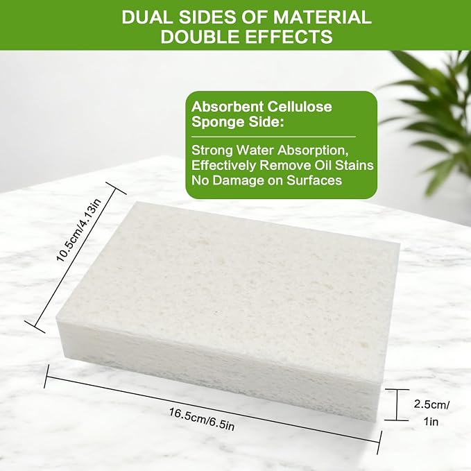 Scratch Scrub Sponge, 6 Kitchen Sponges for Cleaning Around the Home, Bathroom & More, Large Size Scratch-Free Dish Scrubber, Best for Nonstick Pots and Pans (4" x 6" x 1",Strawberry)
