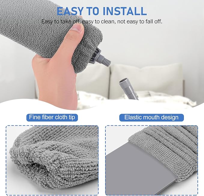 SetSail Dusters and Gap Duster with Extension Pole for Cleaning,Gray | 100-inch Extra-Long,Bendable Microfiber Head,Washable,Ceiling Fan Cleaner Duster,for High Ceilings, Floor