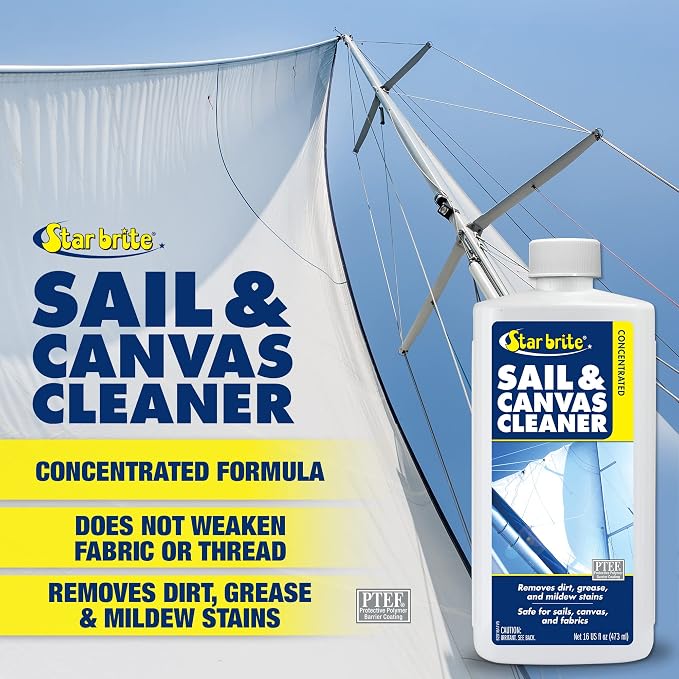 STAR BRITE Concentrated Sail & Canvas Cleaner - Specially Formulated for All Natural & Synthetic Fabrics - Deep Cleans, Protects, Deodorizes - 16 Oz Concentrate Makes 64 OZ of Cleaner (082016)