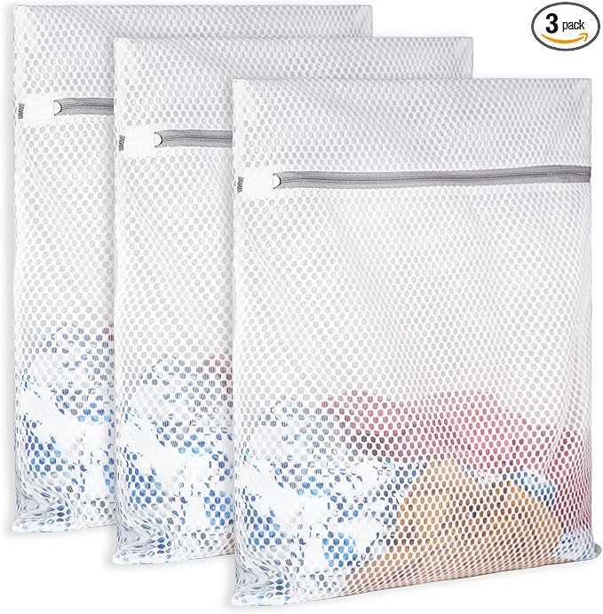 SUERIV Extra Large Honeycomb Mesh Laundry Bag125gsm Net Fabric Durable and Reusable Delicate Wash Bag,Travel Organization Bag for Lingerie,Clothes,Jeans,Bath Towel,Sock (3 Large)