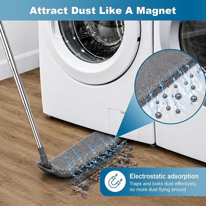 Microfiber Feather Duster, Duster with Extension Pole 30-100 Inches,Ceiling Fan Cleaner Duster Retractable Gap Dust Brush Cleaner for Cleaning Cobweb,High Ceiling,Blinds, (Dark Gray) | Ceiling Fan Cleaner Duster Retractable Gap Dust Brush Cleaner for C...
