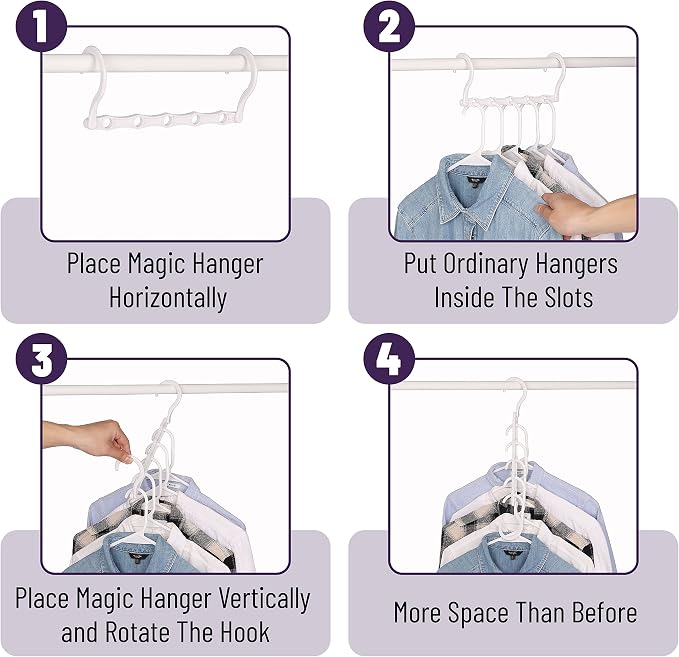 Mr. Pen- Space Saving Hangers, 16 pcs, 360° Rotating Hooks | Magic Cascading Hanger Organizer with 5 Enclosed Slots, Closet Organizers and Storage for Clothes