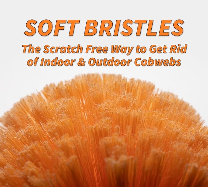 18-48״ Cobweb Duster with Extension Pole Outdoor & Indoor | Cobweb Brush and Spider Web Remover for Outside & Inside Use // Spider Brush with Lightweight & Sturdy Telescopic Pole