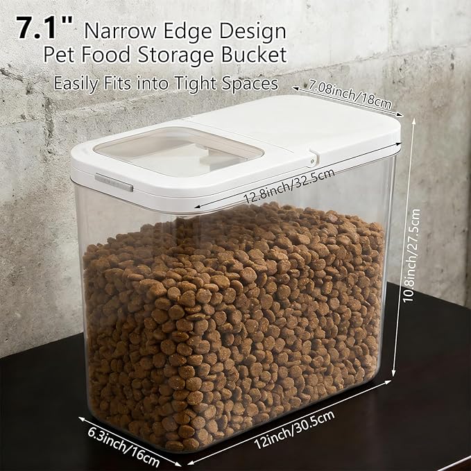 YEXEXINM Pet Food Storage Container with Lid & Scooper 10-15lbs/12L Dog Food Storage Container Clear Airtight Cat Food Storage Container BPA Free Dog Treat Container Store Dry Food for Pantry Kitchen