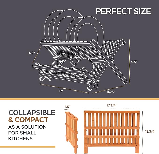 Bambüsi Bamboo Dish Drying Rack and Utensil Holder Set Bundle