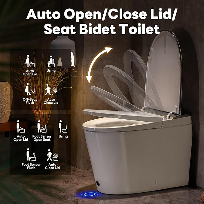 Casta Diva Smart Toilet with Bidet Built in, Auto Open/Close Lid,1000g MaP Flush, Heated Seat & Foam Dispenser, Foot Sensor Auto Flush, Blackout Flush, Bidet Toilet with Tank Built in (CD-K030PRO)