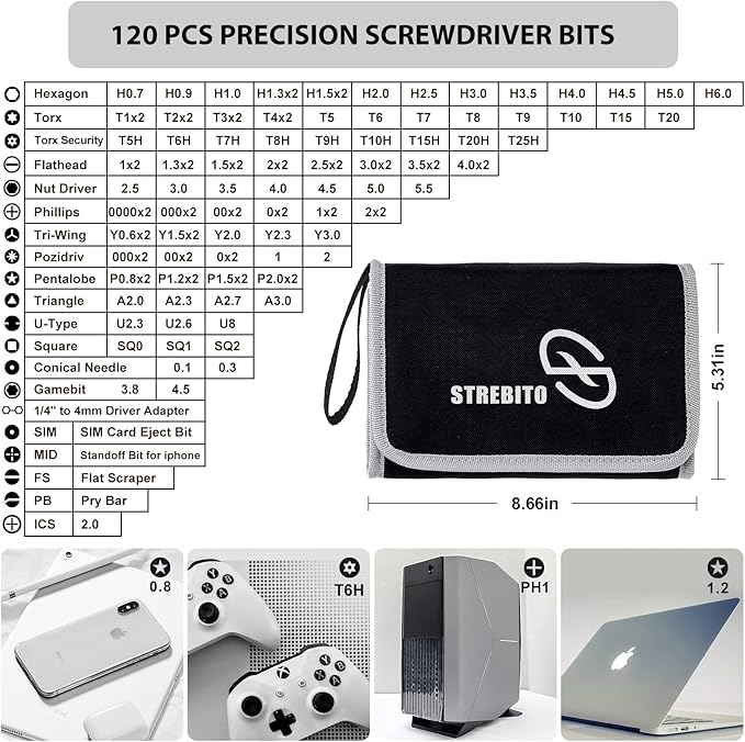 STREBITO Precision Screwdriver Set 142-Piece Magnetic Screwdriver Set | Laptop Screwdriver Kit Electronic Repair Kit Tech Toolkit for PC, Phone, Macbook, Nintendo, PS4, Xbox Controller