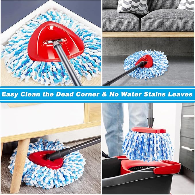 12 Pack Spin Mop Replacement Head,Fit for Rinse Clean 2-Tank System, Microfiber Mop Head Replacement Easy Wring Mop,Refill Mop Replace Head for Floor Cleaning