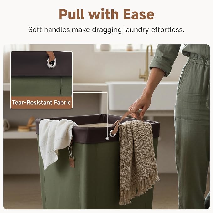 StorageWorks 160L Laundry Basket with Wheels, Rolling Hampers for Clothing