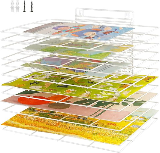 12 Shelves Art Drying Rack for Classroom, Paint Drying Rack, White | Drying Rack Classroom, Wall Art Storage Rack, Removable Shelves for Classrooms and Art Studios