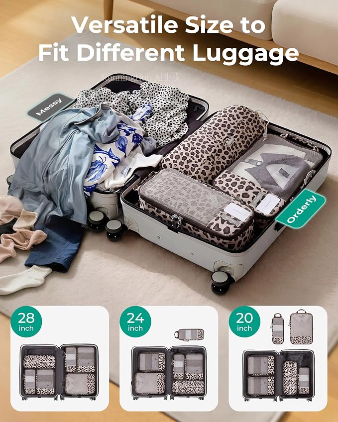 BAGSMART 6 Set /4 Set/2 Set Compression Packing Cubes for Travel, Lightweight Luggage Organizer Bags, Durable Space Saver Bags Travel Essentials