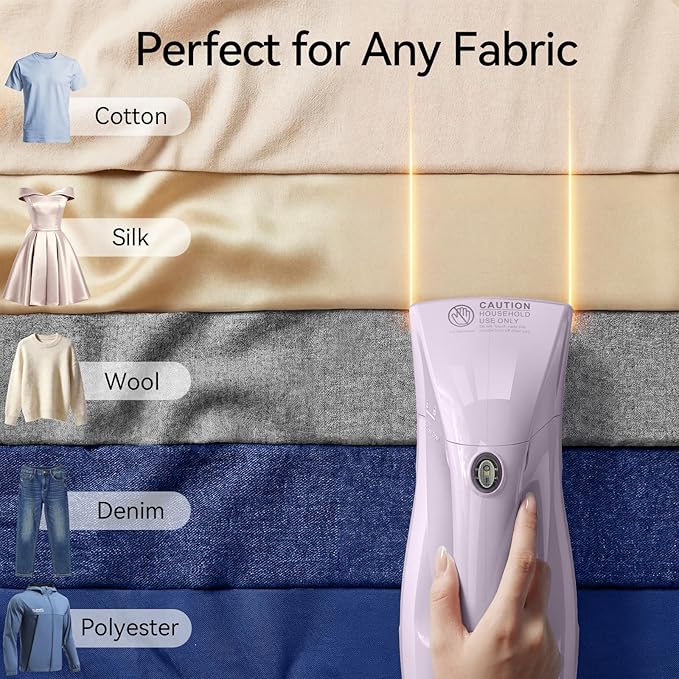 HiLIFE Steamer for Clothes, Portable Handheld Garment Wrinkle Remover, 240ml Big Capacity, 700W, Strong Penetrating Steam, for Home, Office and Travel, ONLY FOR 120V, Pale Lilac