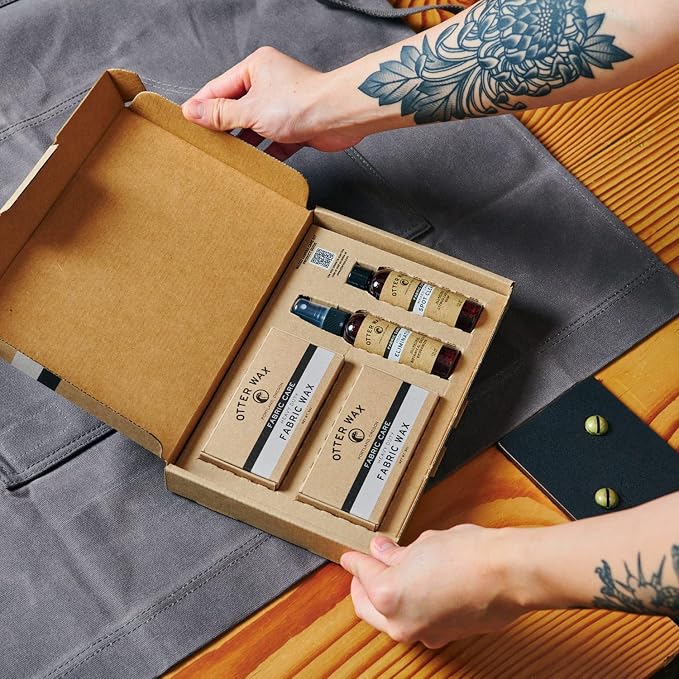 Otter Wax Waxed Canvas Care Kit | Waterproofing Essentials for Waxed Canvas Jackets, Bags & Shoes | All-Natural & PFAS-Free Beeswax Fabric Protection | Made in Portland USA