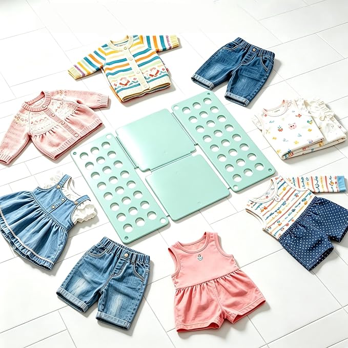 Mini Toddler Shirt Folding Board - Ages 1-7 Blue, Builds Independence | great for Montessori laundry, lightweight PP, smooth rounded edges, quick & simple, develops confidence & skills, stores flat