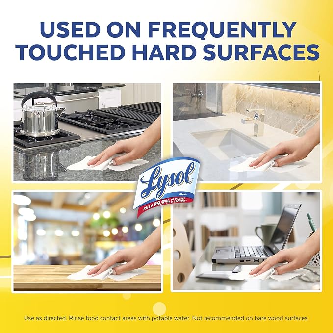 Lysol Disinfectant Wipes, Multi-Surface Antibacterial Cleaning Wipes, For Disinfecting and Cleaning, Lemon and Lime Blossom, 80 Count (Pack of 1)
