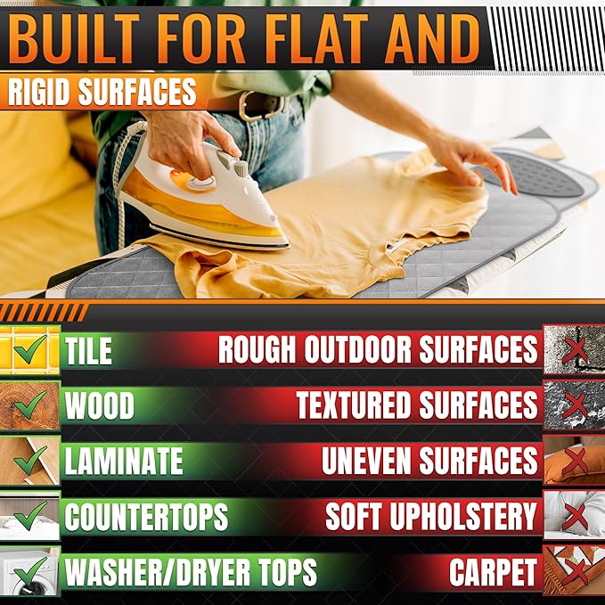 Portable Ironing Mat for Table Top – Foldable Ironing Pad for Table (39.8" x 18.3") with 4-Layer Heat-Resistant Fabric & Magnetic Edges – Easy to Store, Designed for Small Spaces & Quick Ironing