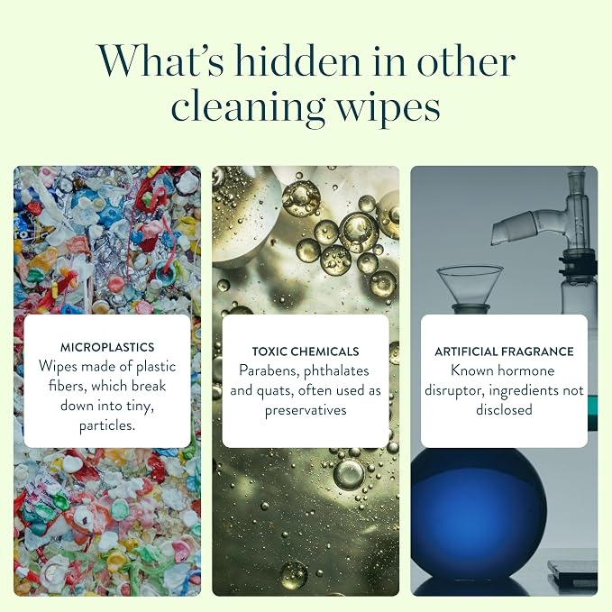 Biom All-Purpose Cleaning Wipes Refill (4pk x 60ct Each) - Biodegradable, All Natural, Plant-Based, Non-Toxic Wipes for Home & Travel - Kid & Pet Friendly (Santal)