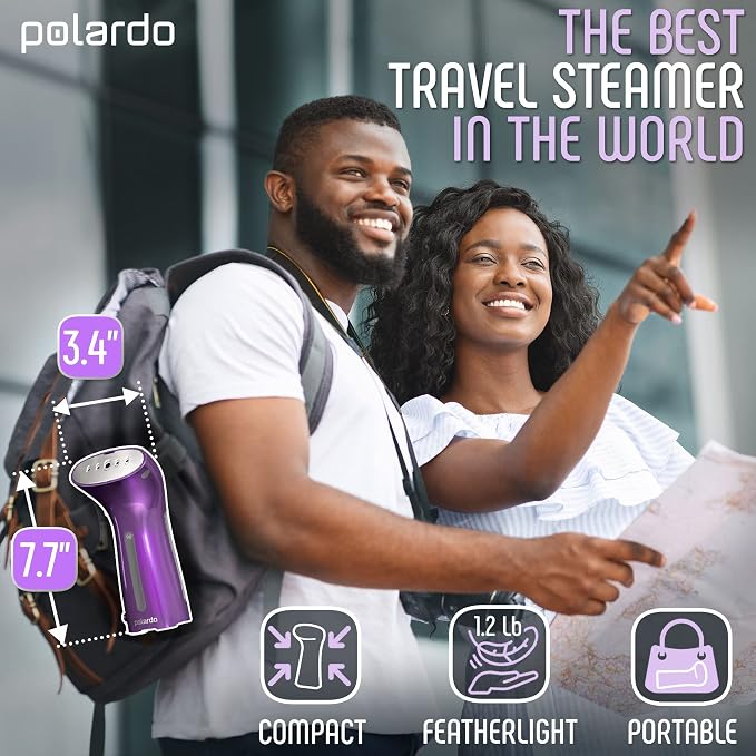 Portable Travel Garment Steamer for Clothes, Metal Steam Head, 25s Heat Up, Pump System, Mini Size, Handheld Steamer for Any Fabrics, No Water Spitting, 120V