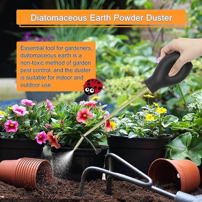 Diatomaceous Earth Duster, Powder Sprayer, Garden Duster Applicator Dispenser with Long Plastic Tube for Organic Gardening Agricultural Supplies for Diatomaceous Earth & Other Home Powder Applications