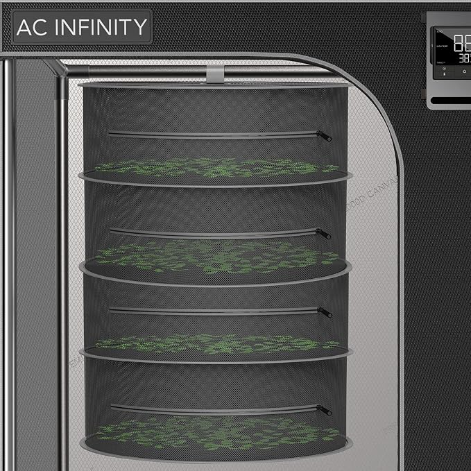 AC Infinity Herb Drying Rack, 4-Layer Hanging Mesh Net | and Buds, 18" Diameter Fit in Grow Tents Closets Hydroponics