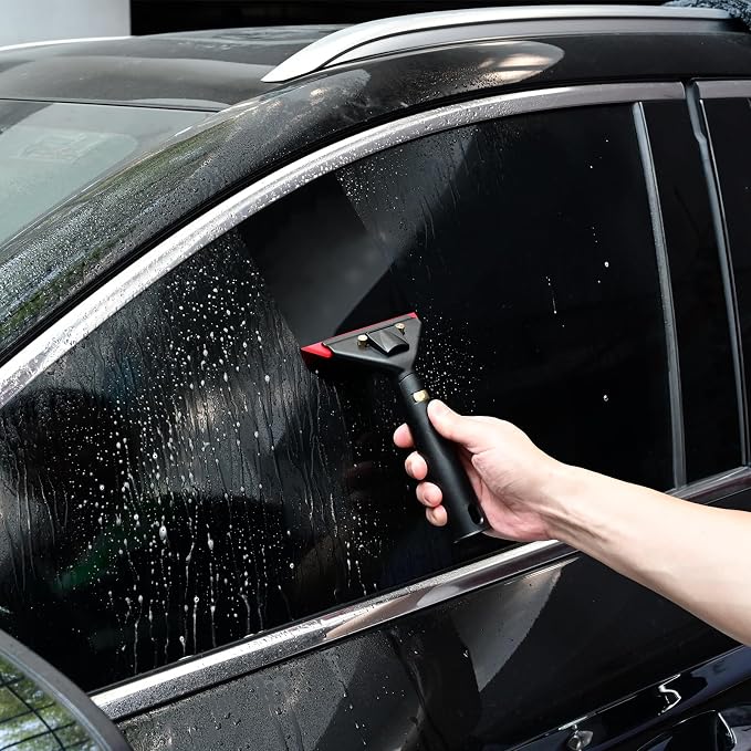 EHDIS Small Window Squeegee for Tinting/Cleaning with 3 Replacement Blades | Flexible Rubber Blade for Tight Spaces Shower Doors, Mirrors, Auto Glass, and Windows Film Installing and Washing
