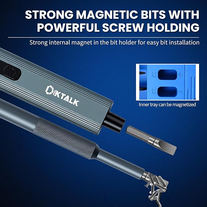 153PCS Precision Electric Screwdriver Set,Mini Magnetic Repair Kit with 140 S2 Bits,Rechargeable 3-Speed Electric Screwdriver,Manual&Electric Dual Mode,LED Light for iPhone,Laptop,PC,Electronics