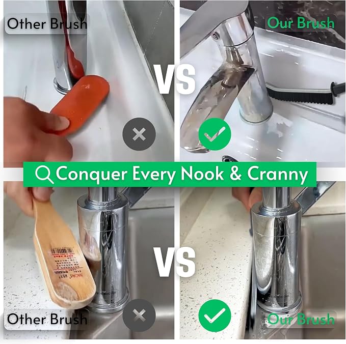 Hard Bristle Crevice Cleaning Brushes for Household use - Multifunctional Crevice Cleaning Tools for Housekeeping & Bathroom Cleaning Tools - Small Cleaning Brushes for Tight Spaces