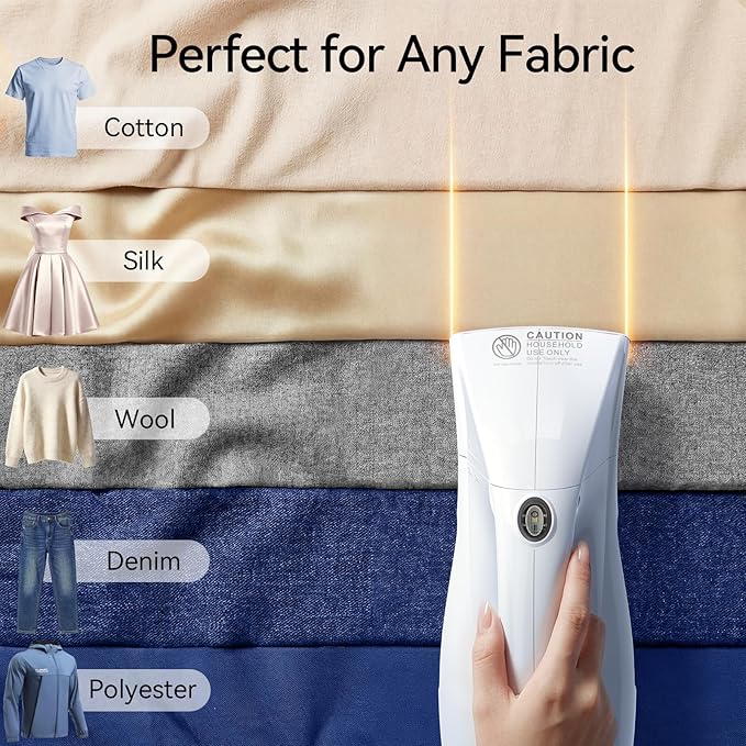 HiLIFE Steamer for Clothes, Portable Handheld Garment Wrinkle Remover, 240ml Big Capacity, 700W, Strong Penetrating Steam, for Home, Office and Travel, ONLY FOR 120V, Pearl White