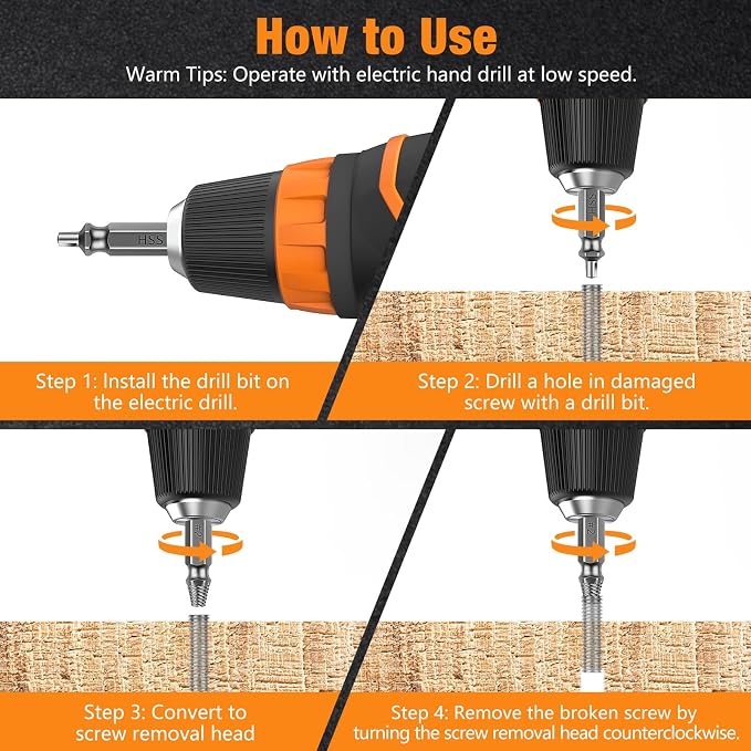 Nuovoware Damaged Screw Extractor Set, 6 PCS Stripped Screw Extractor Kit | All-purpose HSS Broken Screw Remover Set with Magnetic Extension Bit Holder & Socket Adapter, Dark Gray