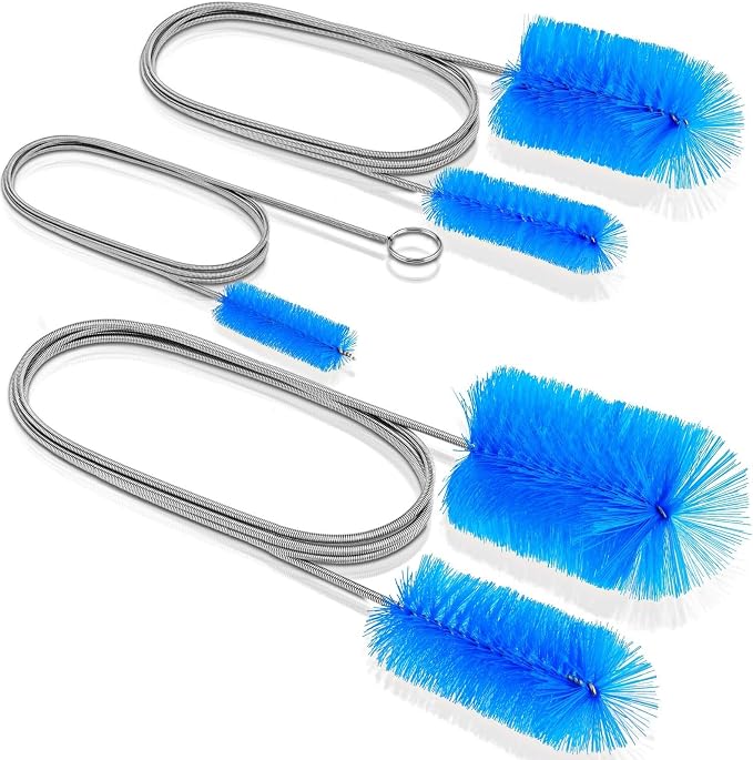 Flexible Long Drain Brush Set, with Double Ended and Stainless Steel Tube Cleaning Brushes Stainless Steel Long Tube Cleaning Brushes for Kitchen, Sink, Drain Pipe and Long Pipe Cleaning
