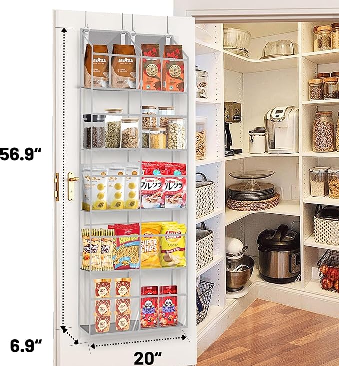Ofiray-home Over the Door Organizer 5 Tiers,Extra Large Behind Door Storage of 10 Compartments,50 lbs Weight Capacity Over the Door Storage, Clear Door Hanging Organizer for Closet, Diaper Organizer