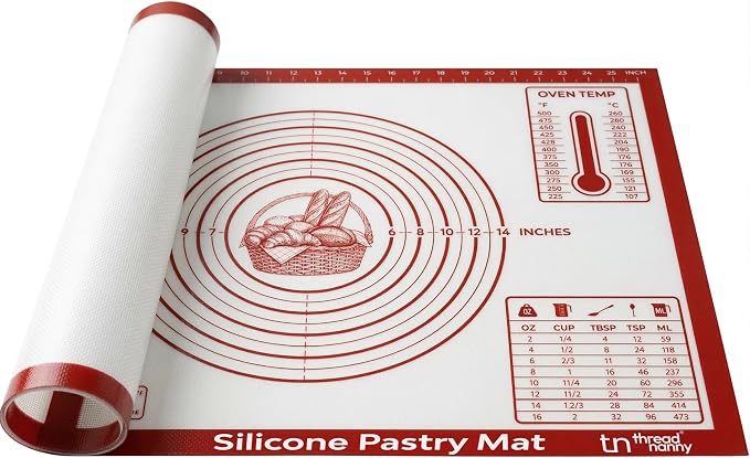 XL Silicone Pastry Mat for Baking, Extra Large 28x20 in, Non-Stick & Non-Slip Dough Mat for Rolling Out with Measurements, Bread, Pizza, Pie Crust, Cookies, Fondant,Oven Safe, Dishwasher Safe (Red)