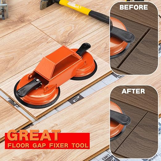 REXBETI Floor Gap Fixer Tool, Plank Gap Repair Kit, Heavy Duty Suction Cup | Double 45° widened striking. Double rubber cup. 10pcs sticky pads. Fixer Laminate/Vinyl Flooring/Hardwood/LVP