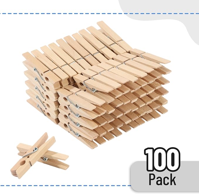 Mr. Pen- Mini Wooden Clothes Pins for Photo, 1.9 Inch, 100 Pack | Small Wooden Craft Clips for Card Making, Hanging Pictures, Party Favors, DIY Art Projects, Miniature Decorations
