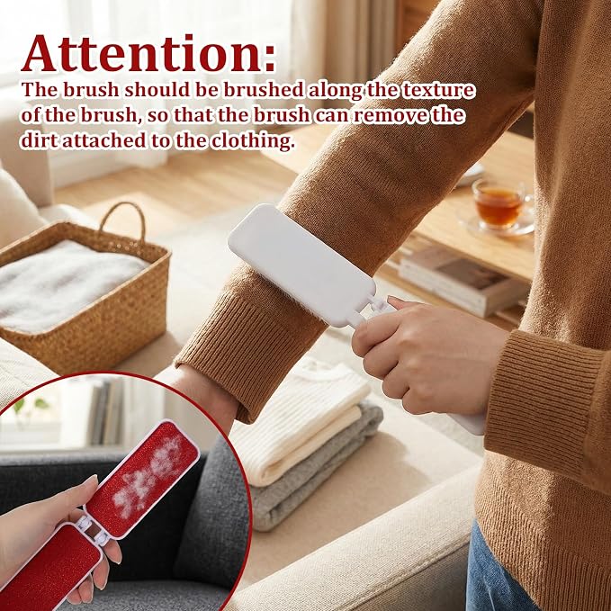 2 PCS Travel Lint Brush for Clothes, Foldable Lint Brush, Reusable Mini Lint-Brushes for Furniture, Pet Hair, Fabric Fluff
