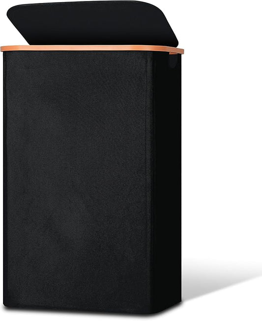Vincona Slim Laundry Basket with Lid, Narrow Dirty Clothes Hampers for Laundry with Handle, Skinny Laundry Bin for Laundry Room, Dorm, Bedroom and Bathroom, 26.4 Gallon (100L) Black