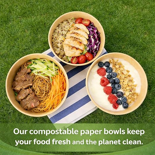 TOPtoper 80 Pcs 30 Oz【WITHOUT LIDS】 Large Paper Bowls Disposable Soup Bowls Bulk Plastic Free Party Supplies for Hot/Cold Food, Soup (30 OZ)