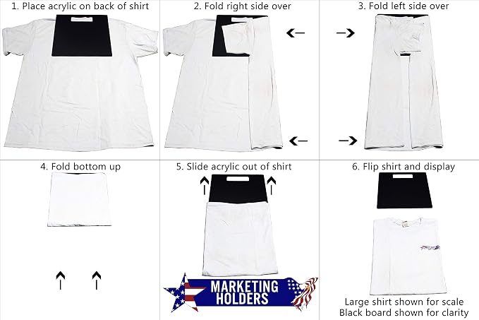 Marketing Holders Shirt Folding Board 11" x 12" Clear Acrylic Retail Shops Department Stores Laundromats Folding Tool Helpful Precise Neat Stackable